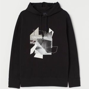 Black Graphic Drawstring Hoodie
